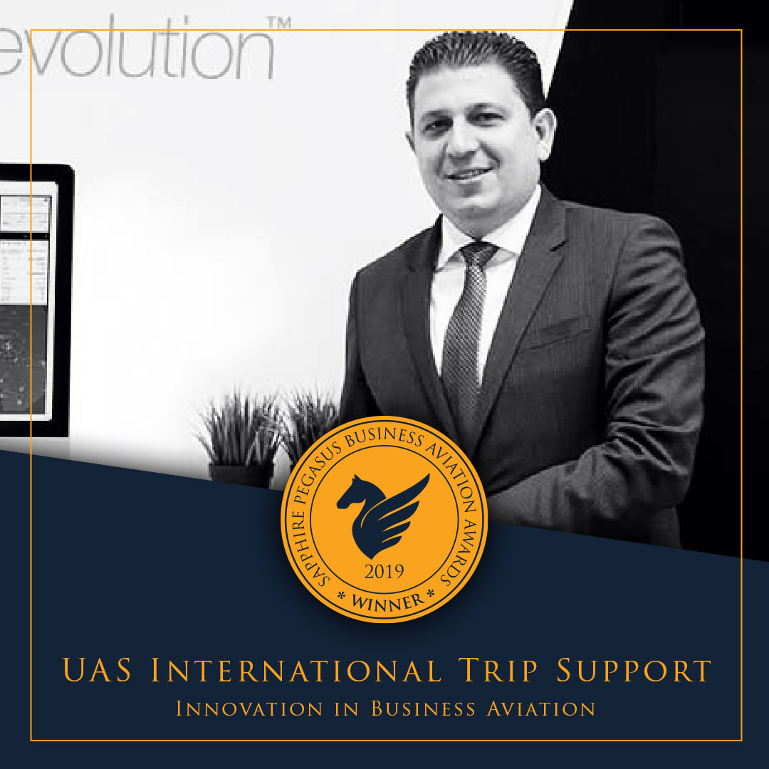 SPBAA 2019 Winner – Innovation in Business Aviation – UAS International Trip Support SPBAA 2019 Winner - Innovation in Business Aviation - UAS International Trip Support